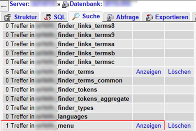 Datenbank Datensatz gefunden