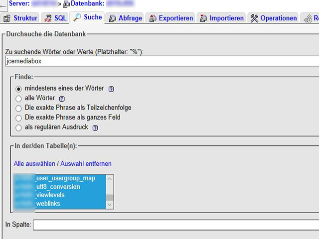 Datenbank Datensatz suchen