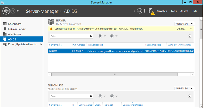 013 WinServ2012 Der ServerManager. Domänencontroller heraufstufen.