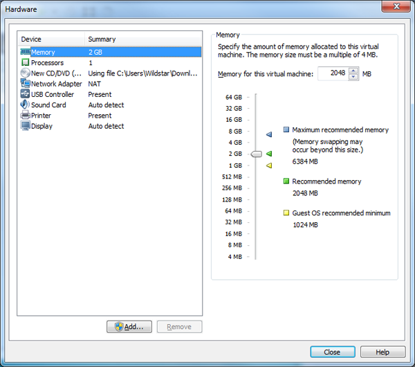 VMware12 - Hardware Memory