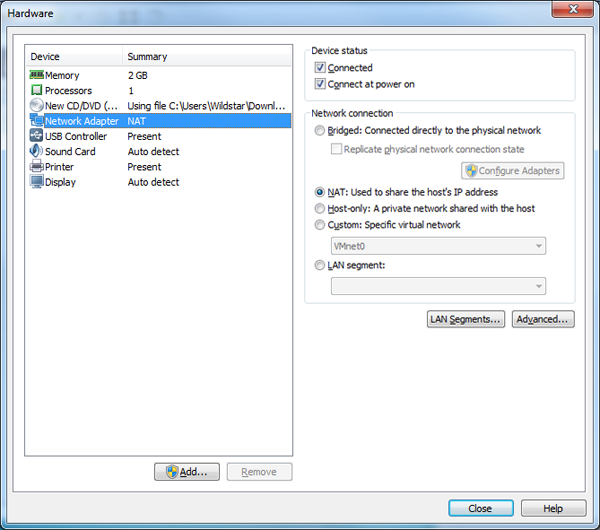 VMware12 - Network Adapter