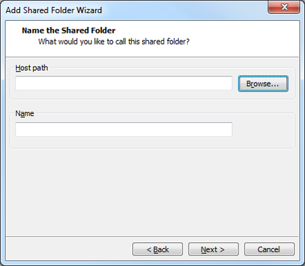 VMware12 Add Shared Folder Wizard Host path
