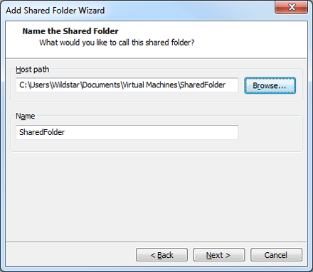 VMware12 Add Shared Folder Wizard Name