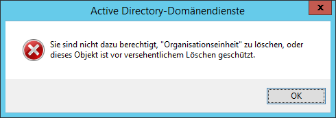 WinServ2012 Den Active-Directory - Domänendienst Organisationseinheit löschen