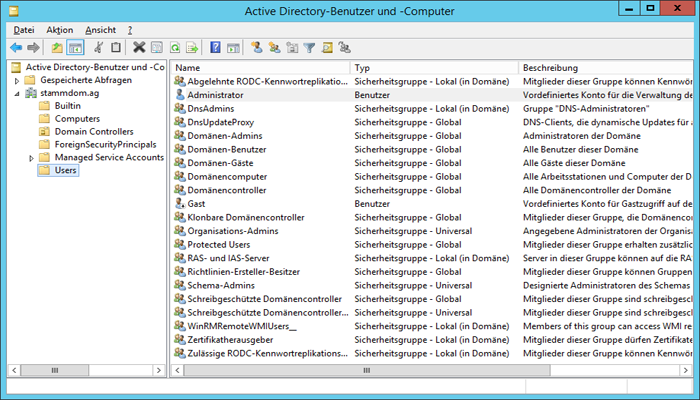 WinServ2012 - Active Directory Tree and Forest