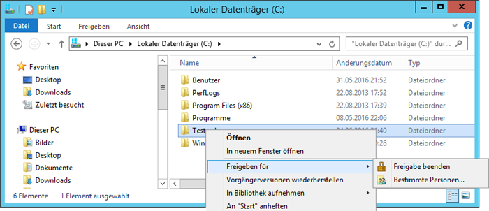 WinServ2012 - Computerverwaltung Freigaben