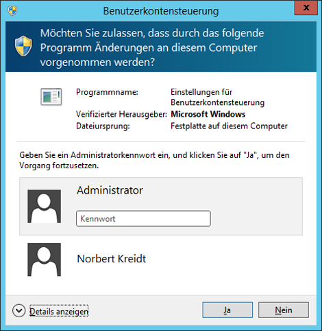 WinServ2012 Benutzerkontensteuerung