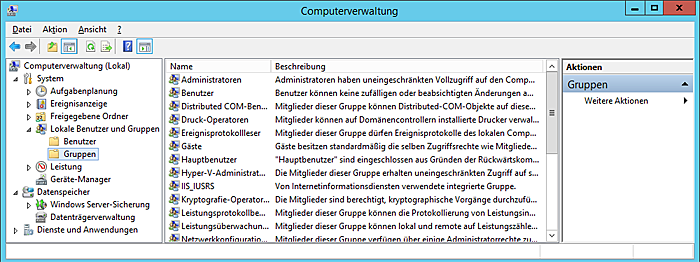 WinServ2012 Computerverwaltung Gruppenverwaltung