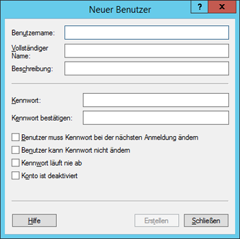 WinServ2012 Neuen Benutzer anlegen