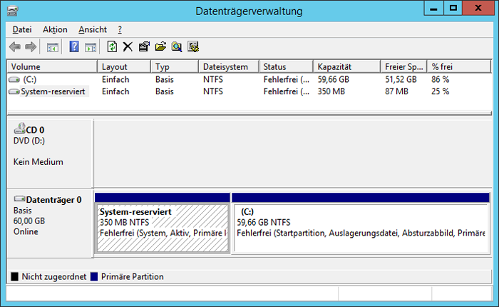 WinServ2012 Datenträgerverwaltung 