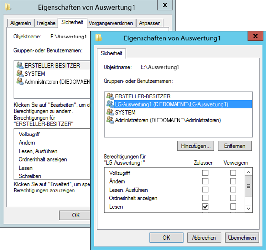 WinServ2012 - Eigenschaften von Ressourcen Sicherheit