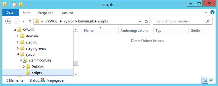 WinServ2012 Der Ordner Ordner scripts im Windows-Explorer 